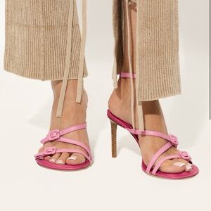 JACQUEMUS Bubblegum Pink Calf Leather Carmague Sandals Size 36 New in Box NWT